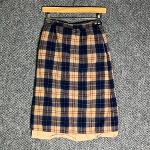 Vintage Pendleton Wool Skirt Tan/Blue Plaid Classic Americana Academia 16